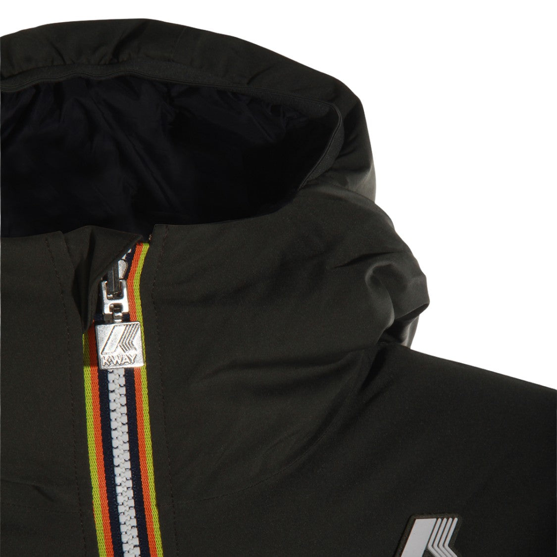 K-Way Black Coat With High Collar