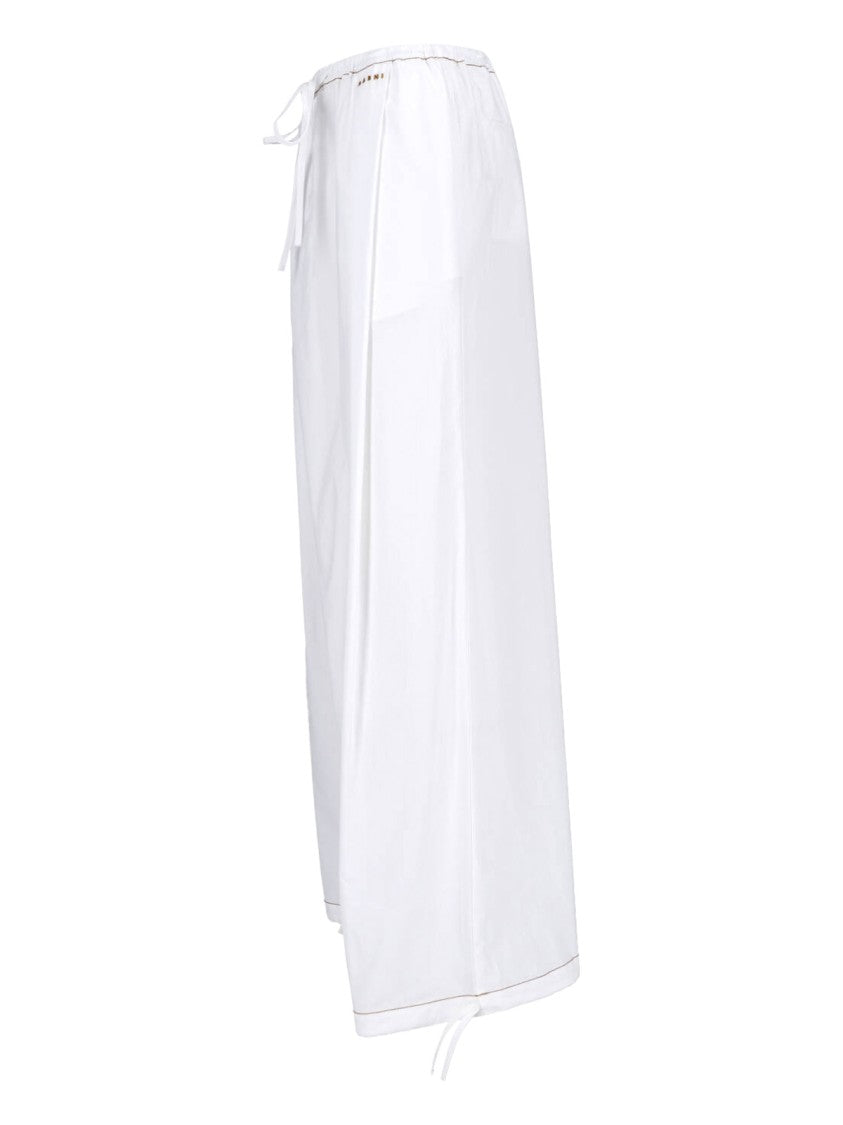 Marni White Wide-Leg Poplin Drawstring Pants