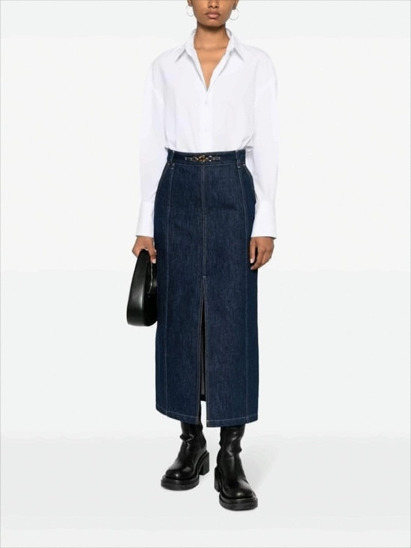 Patou Straight Silhouette Denim Skirt