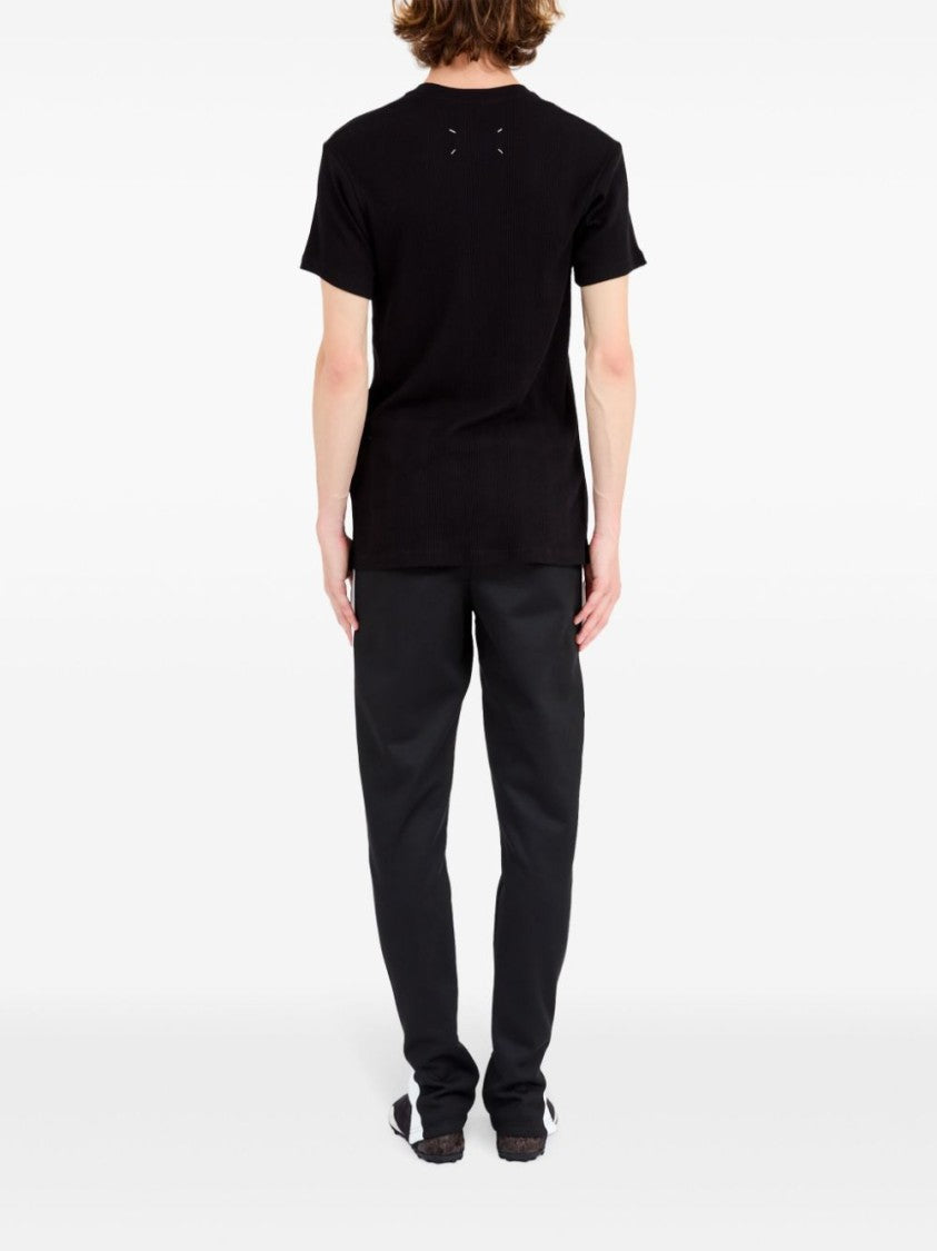 Maison Margiela Minimalist Black T-Shirt With Signature Four-Stitch Logo
