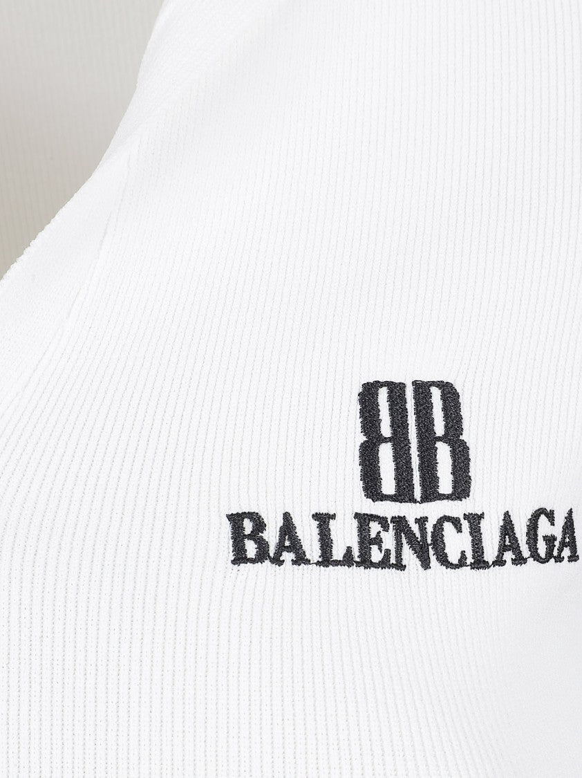 Balenciaga Fitted V-Neck T-Shirt With Embroidered Logo Detail