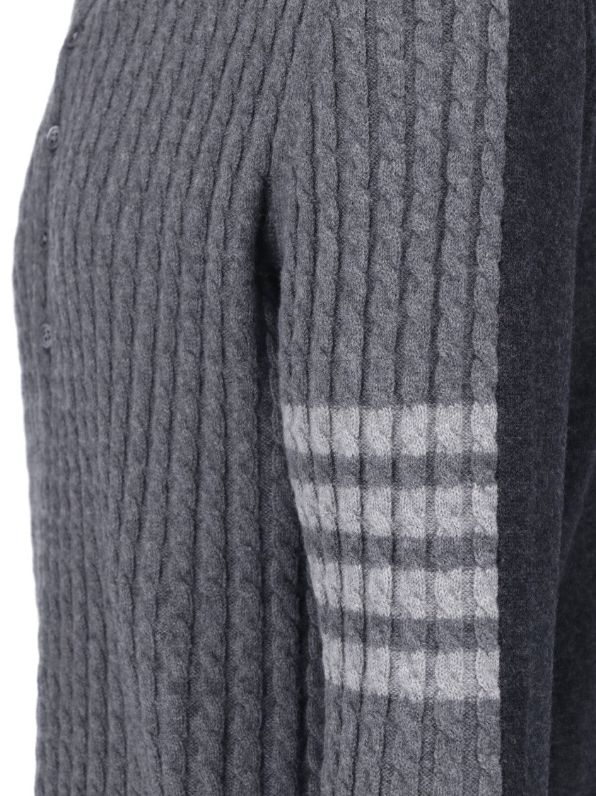 Thom Browne Cable Knit Contrasting Collar Unique Accents Sweater
