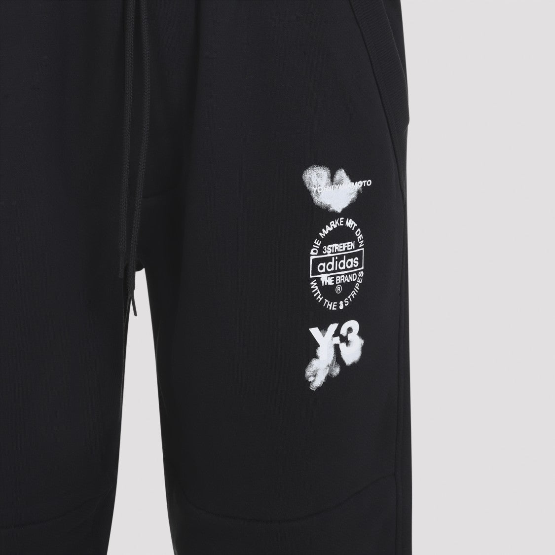 Y-3 Black Cotton Sweatpants With Graphic Logos