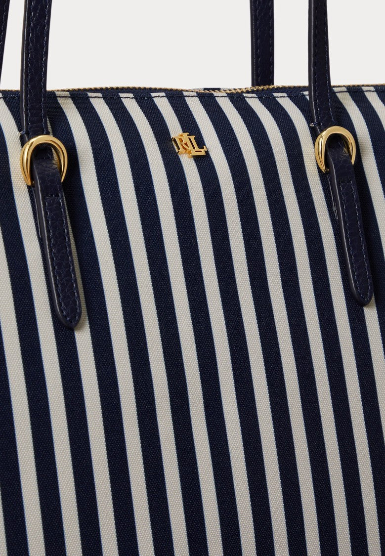 Lauren Ralph Lauren Vertical Navy And White Striped Tote Bag
