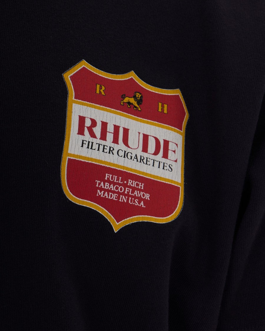 Rhude Washed Vintage Black Filtaro Crest Cotton T-Shirt
