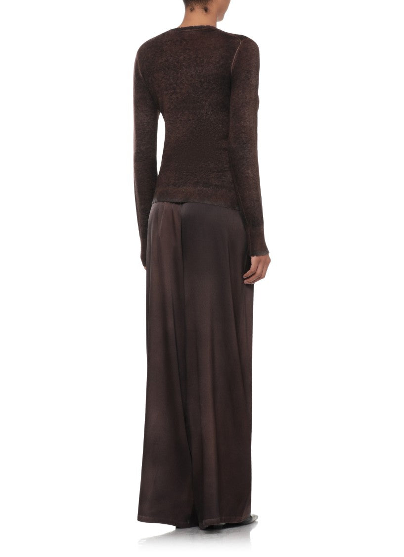 Avant Toi Brown Textured V-Neck Sweater