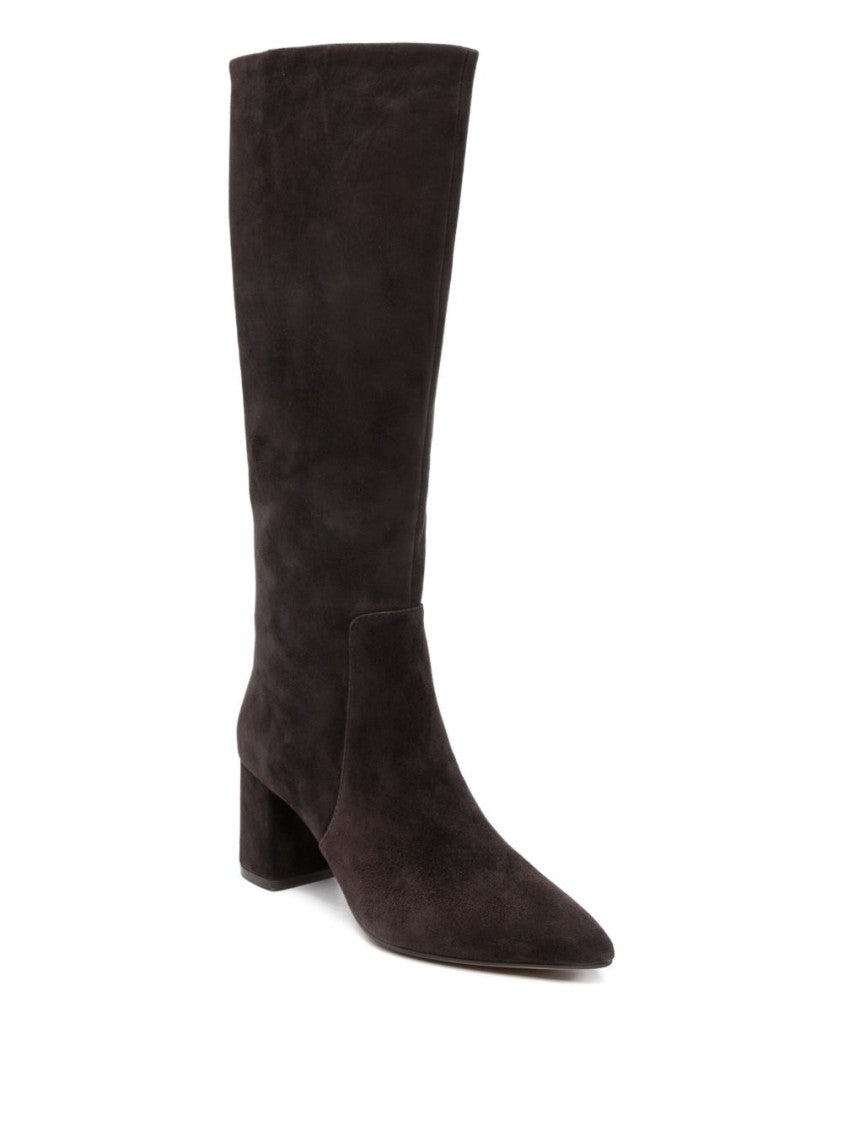 Twin-Set Brown Calfskin Ankle Boots With Pointed Toe