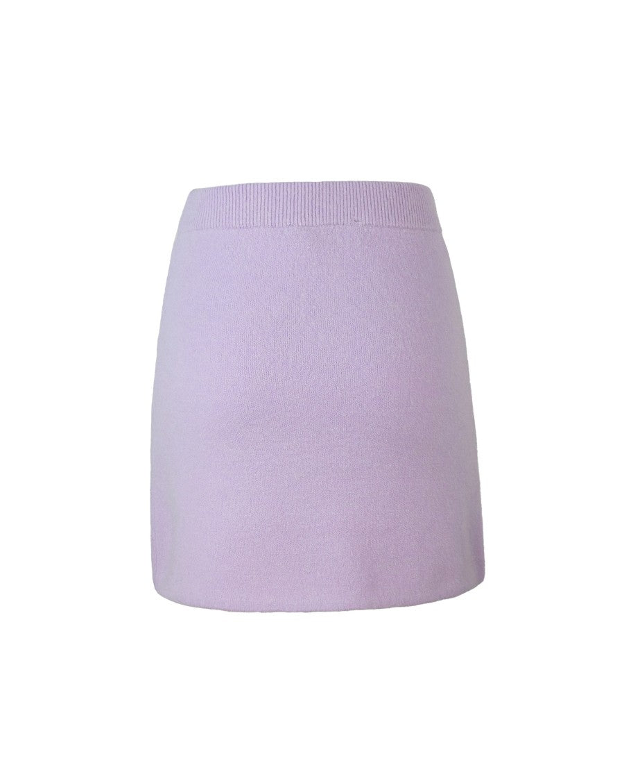 Self-Portrait Lilac Knit Skirt With Crystal Trim