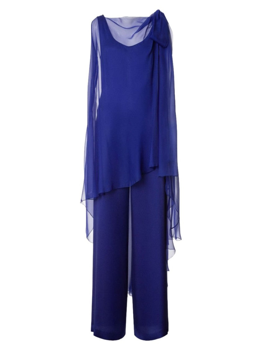 Alberta Ferretti Silk Jumpsuit With Sheer Overlay