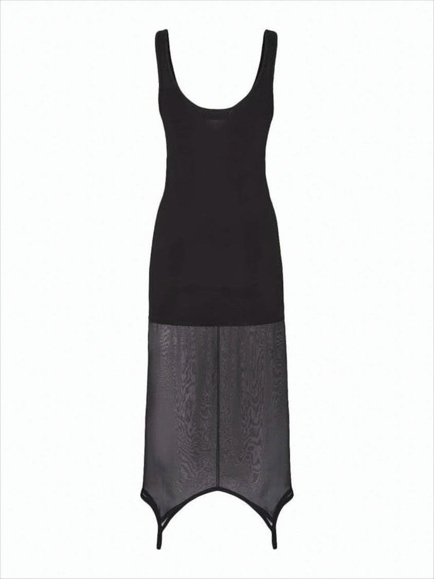 Fendi Fitted Midi Dress With Sheer Handkerchief Hemline