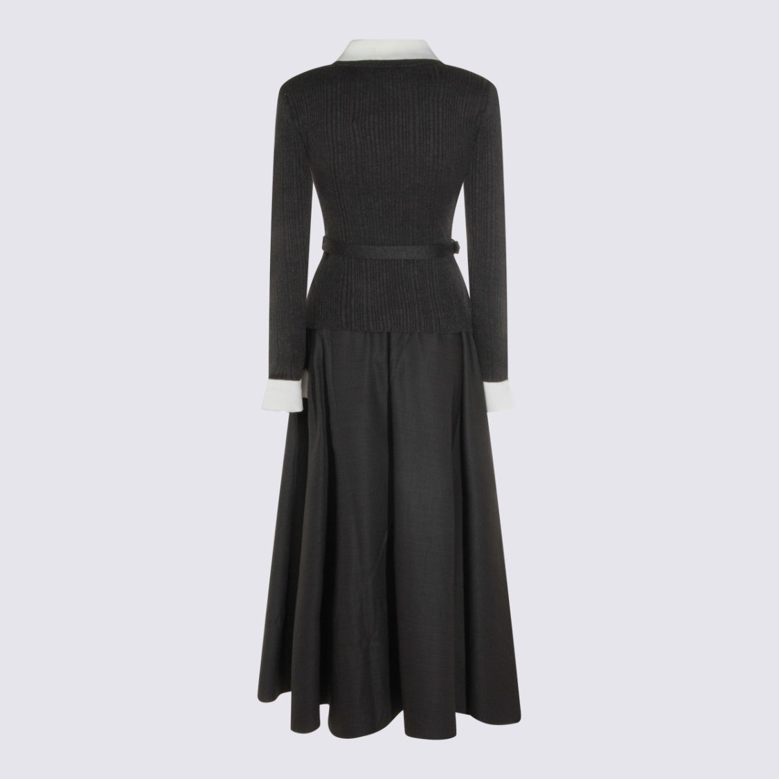 Self-Portrait Fitted Ribbed Knit Midi Dress With Pearl Embellishments