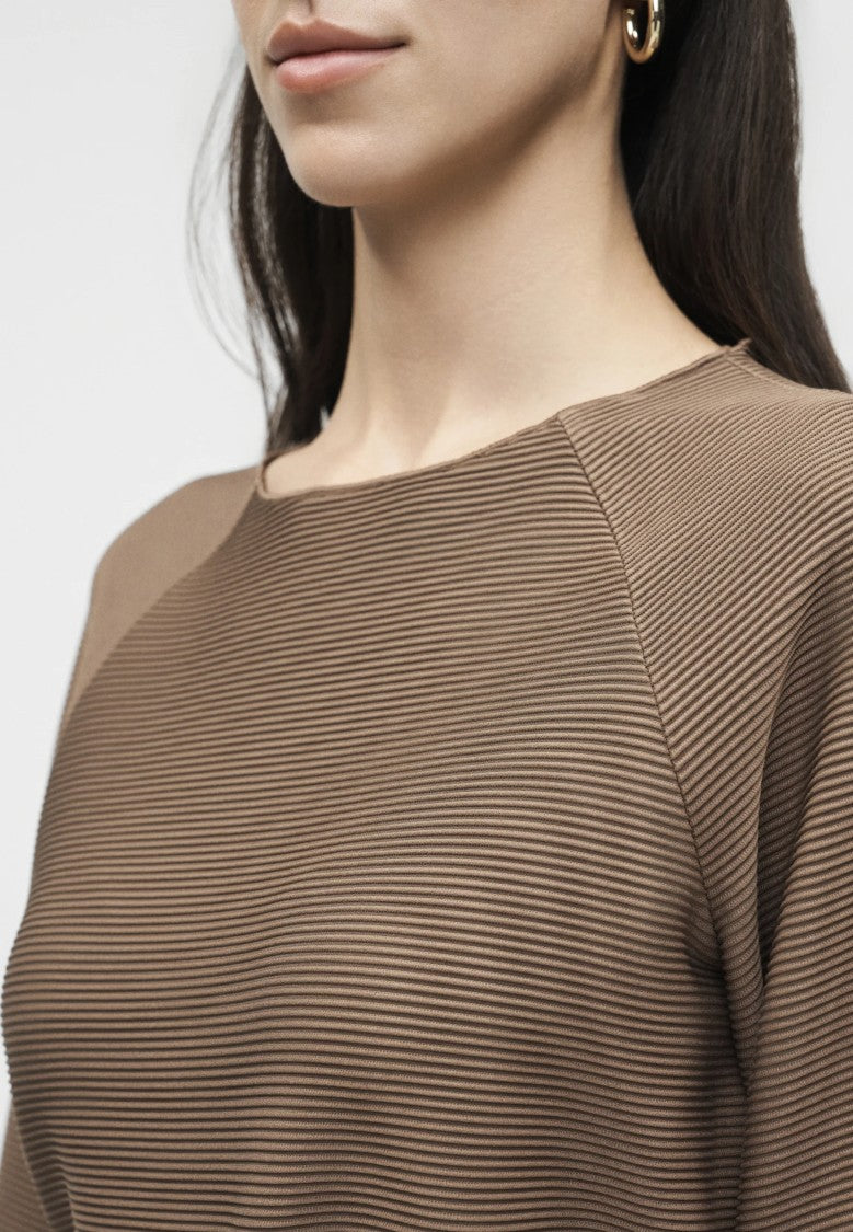Max Mara Knee-Length Dress With Elbow-Length Sleeves And Ribbed Texture