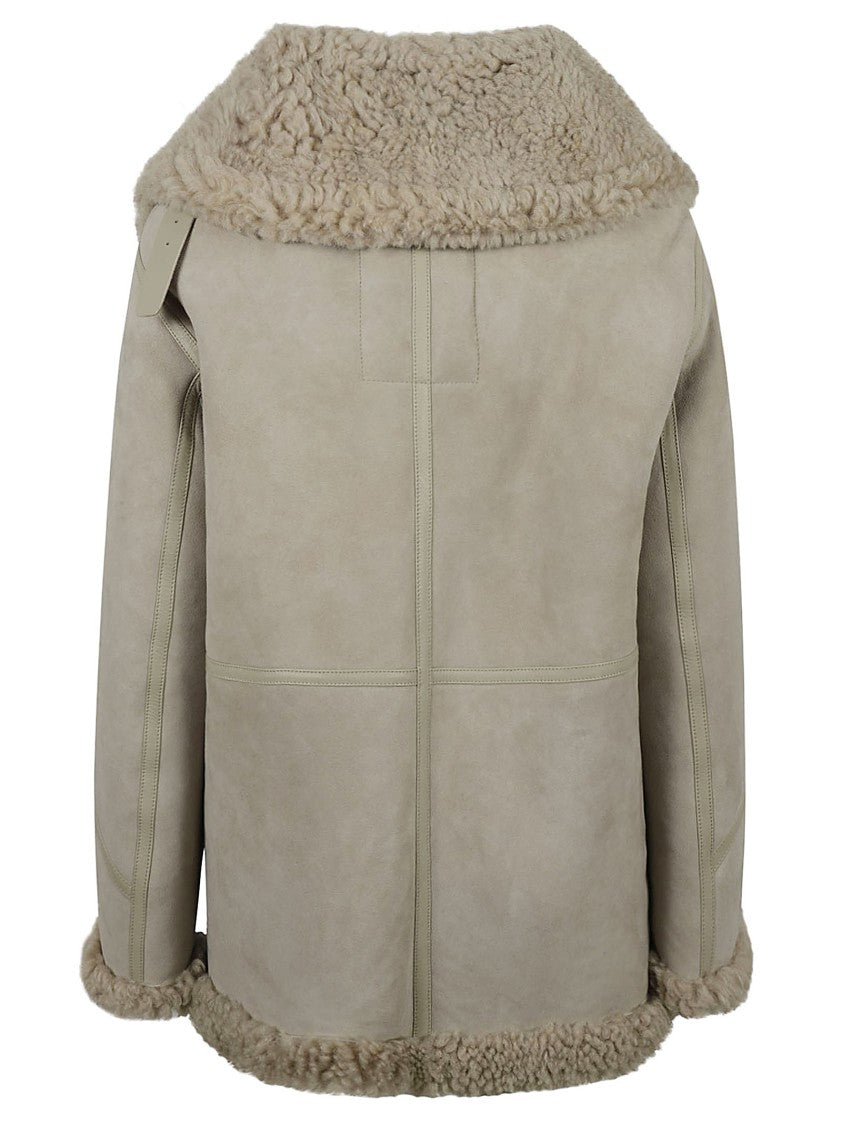 Burberry Lamb Shearling Coat With Textured Collar