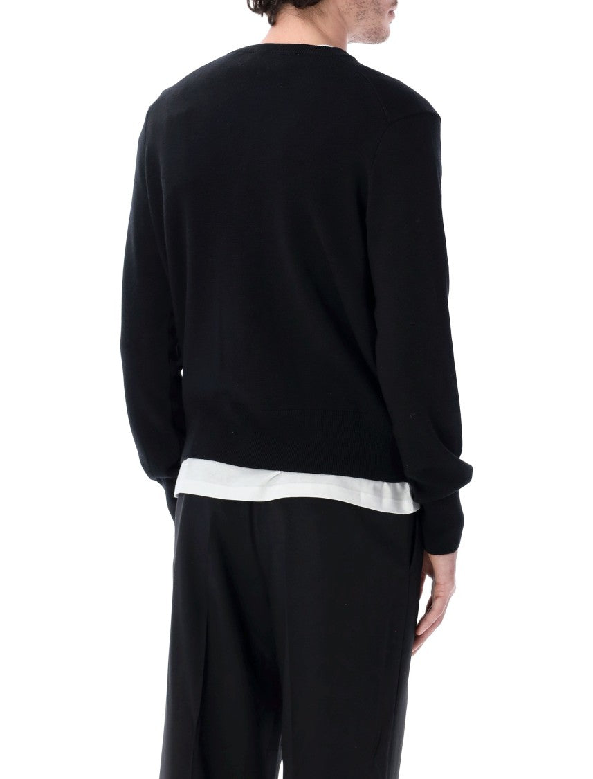 Ami Paris Quota Ami De Coeur V-Neck Fine-Knit Cardigan