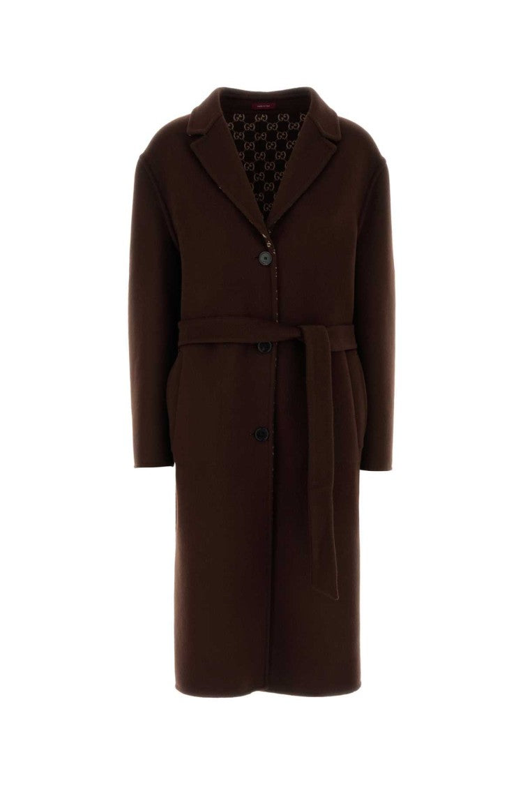 Gucci Chocolate Wool Blend Reversible Coat
