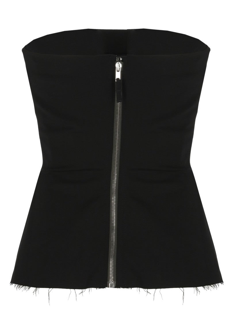 Rick Owens Black Fringed Strapless Bustier