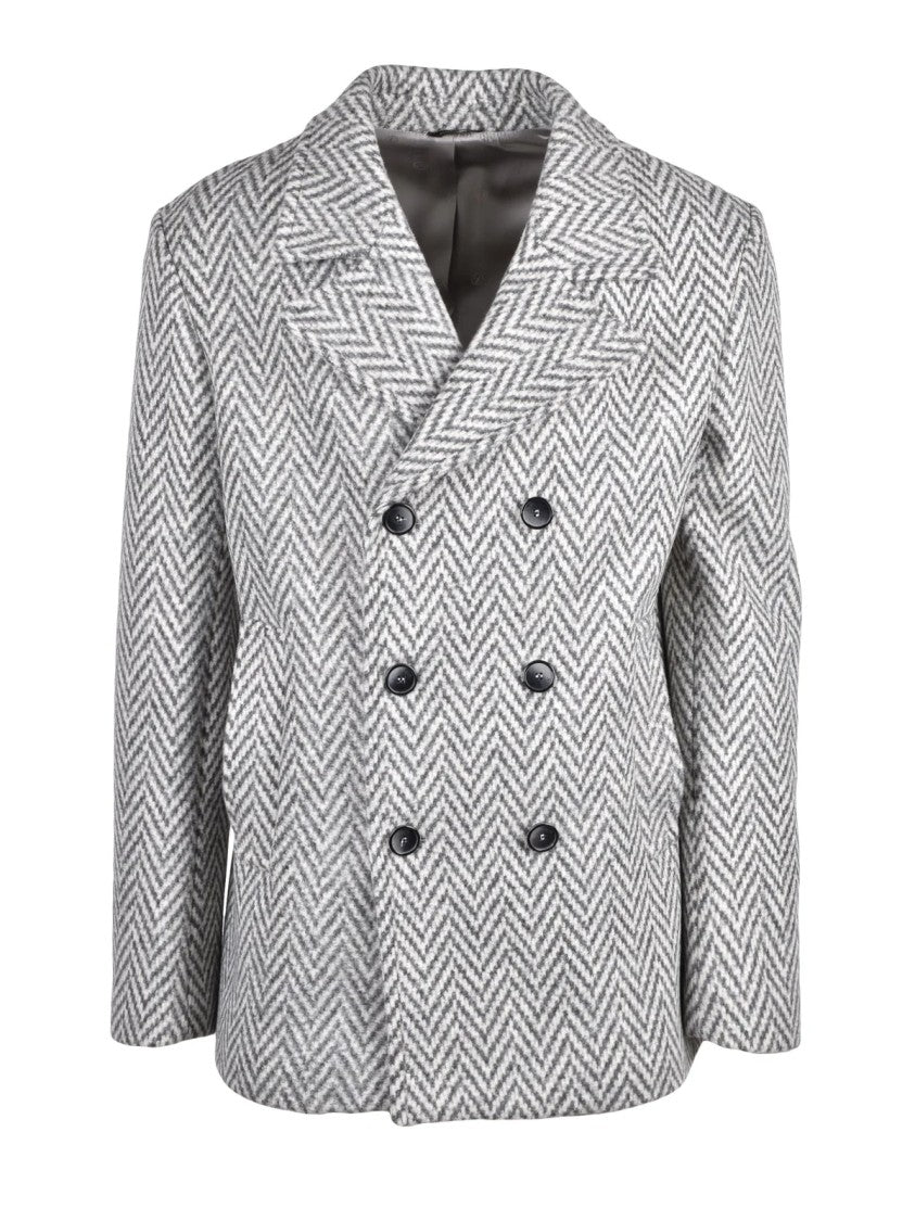 Havana & Co Grey Herringbone Polyester-Blend Overcoat