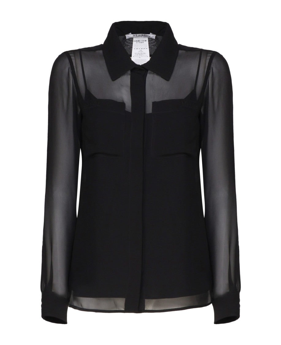 Max Mara Sheer Silk Blouse With Classic Collar