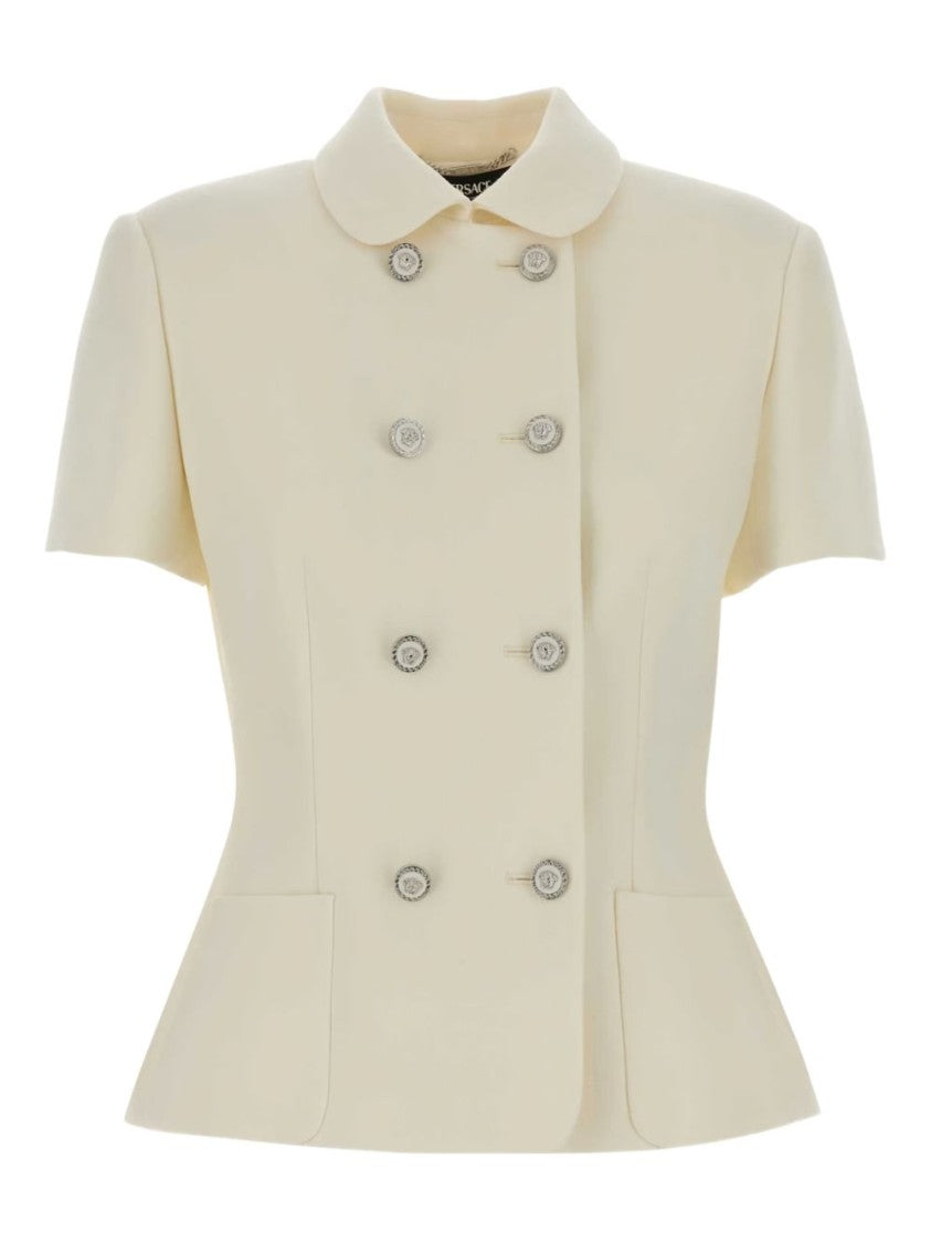 Versace Double-Breasted Tailored Jacket With Decorative Buttons