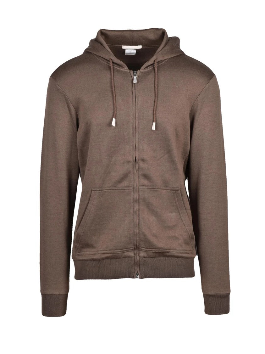 Eleventy Functional Zip Sweatshirt With Hood And Kangaroo Pocket