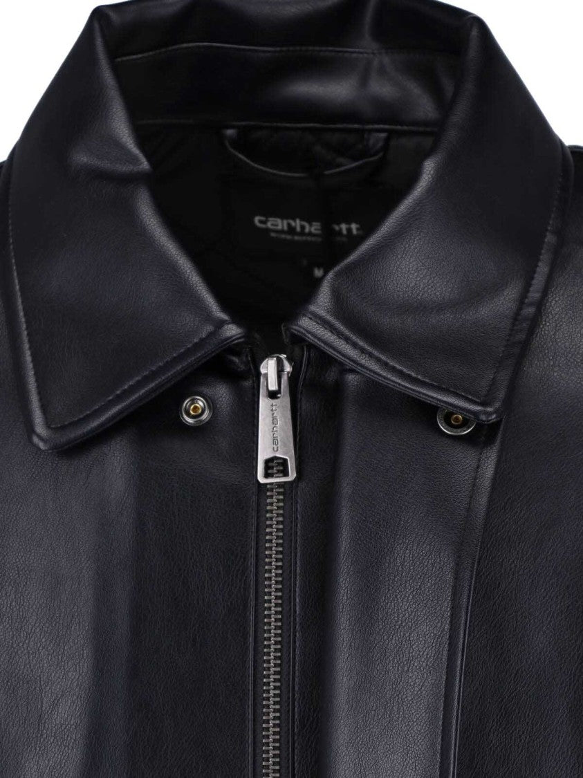 Carhartt Wip Black Arizona Zip Faux Leather Jacket