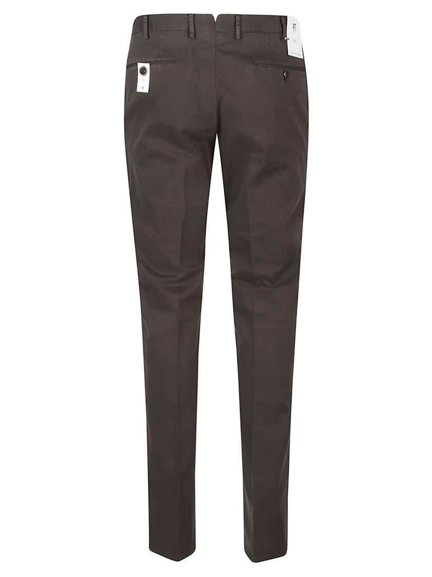 Pt Torino Slim Flat Front Tailored Cotton Pants