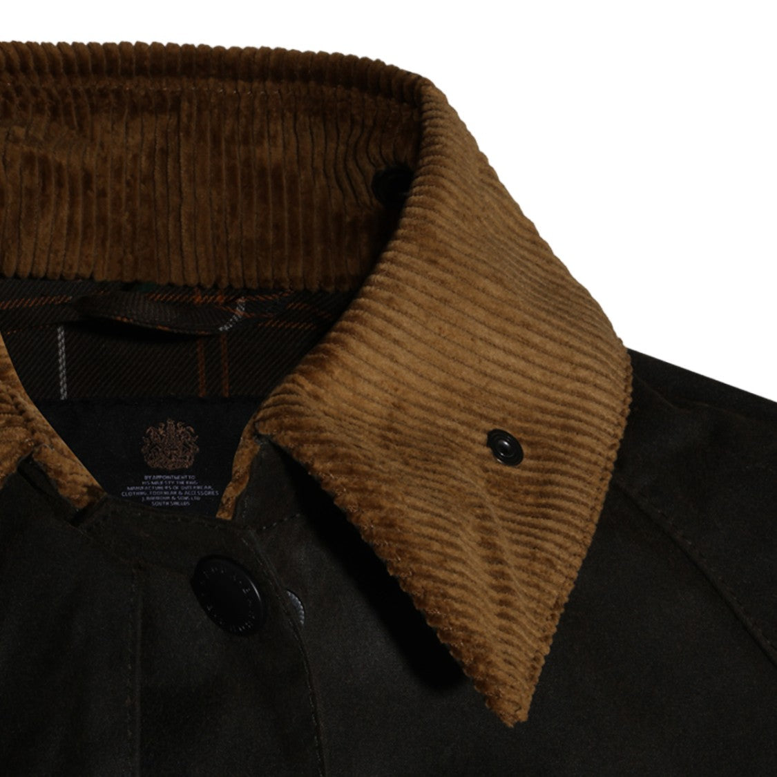 Barbour Dark Corduroy Collar Snap Waxed Jacket