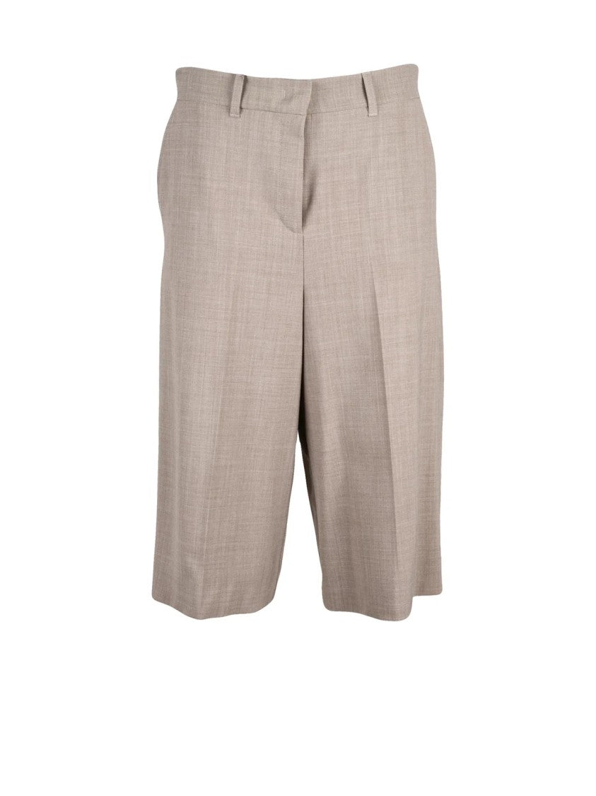 Marella Sport Cabina Bermuda Trousers With Textured Weave And Zip Closure