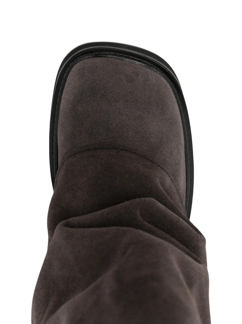 The Attico Robin Rounded Square Toe Soft Suede Boots