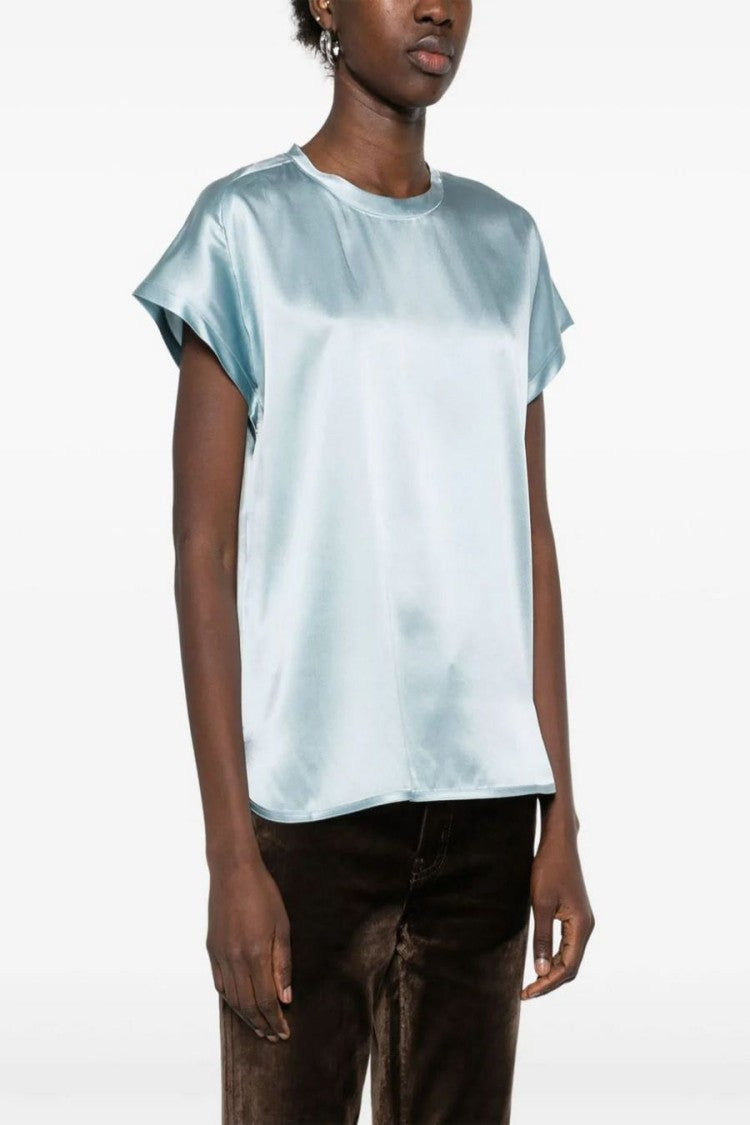 Pinko Silk Blend Top With Cap Sleeves