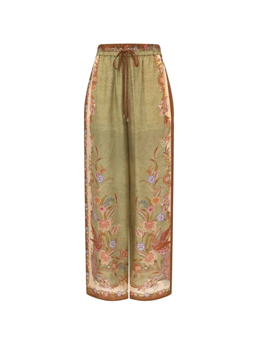 Zimmermann Multicolor Indra Wide Leg Silk Trousers