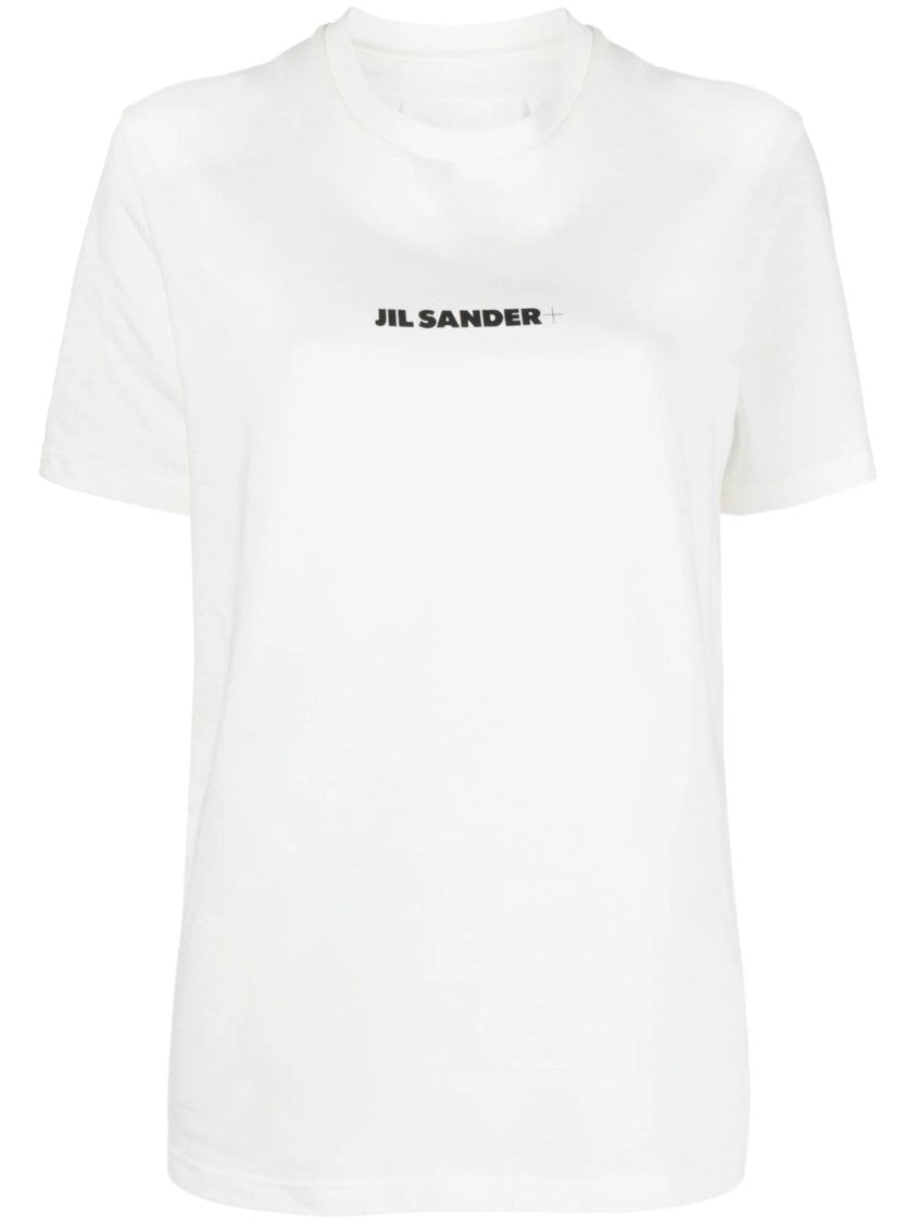 Jil Sander White Minimalist Centered Logo Cotton T-Shirt