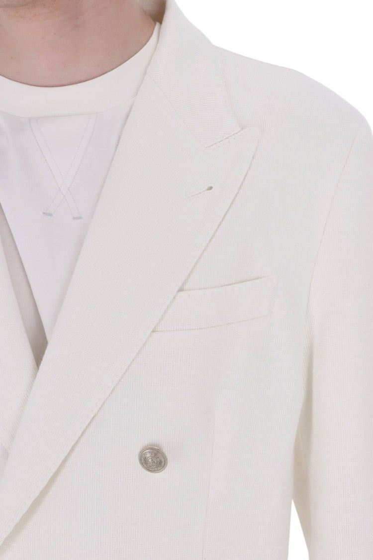 Eleventy Linen-Cotton-Tencel Double-Breasted Blazer