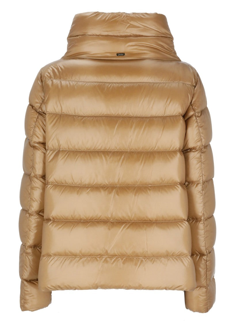 Herno Brown High Neck Quilted Down Jacket