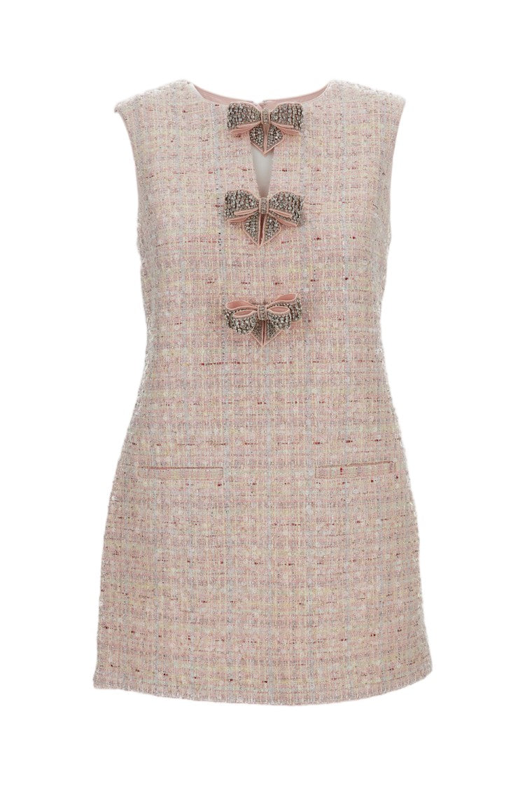 Self-Portrait Sequin Boucle Bow Mini Dress