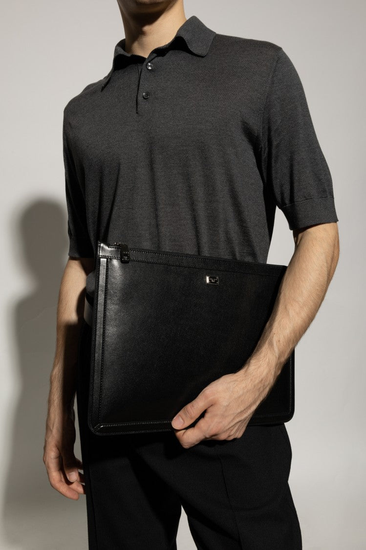 Dolce & Gabbana Rectangular Black Calf Leather Clutch