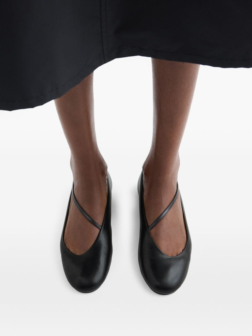 Jil Sander White Elyss Ballerina Cap-Toe Flats