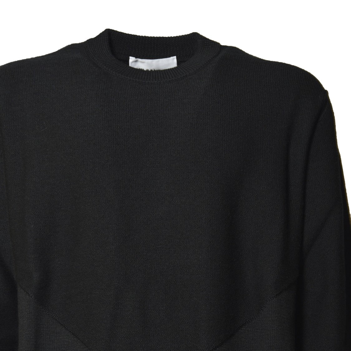 Jil Sander Subtle V-Knit Black Sweater With Classic Crew Neckline