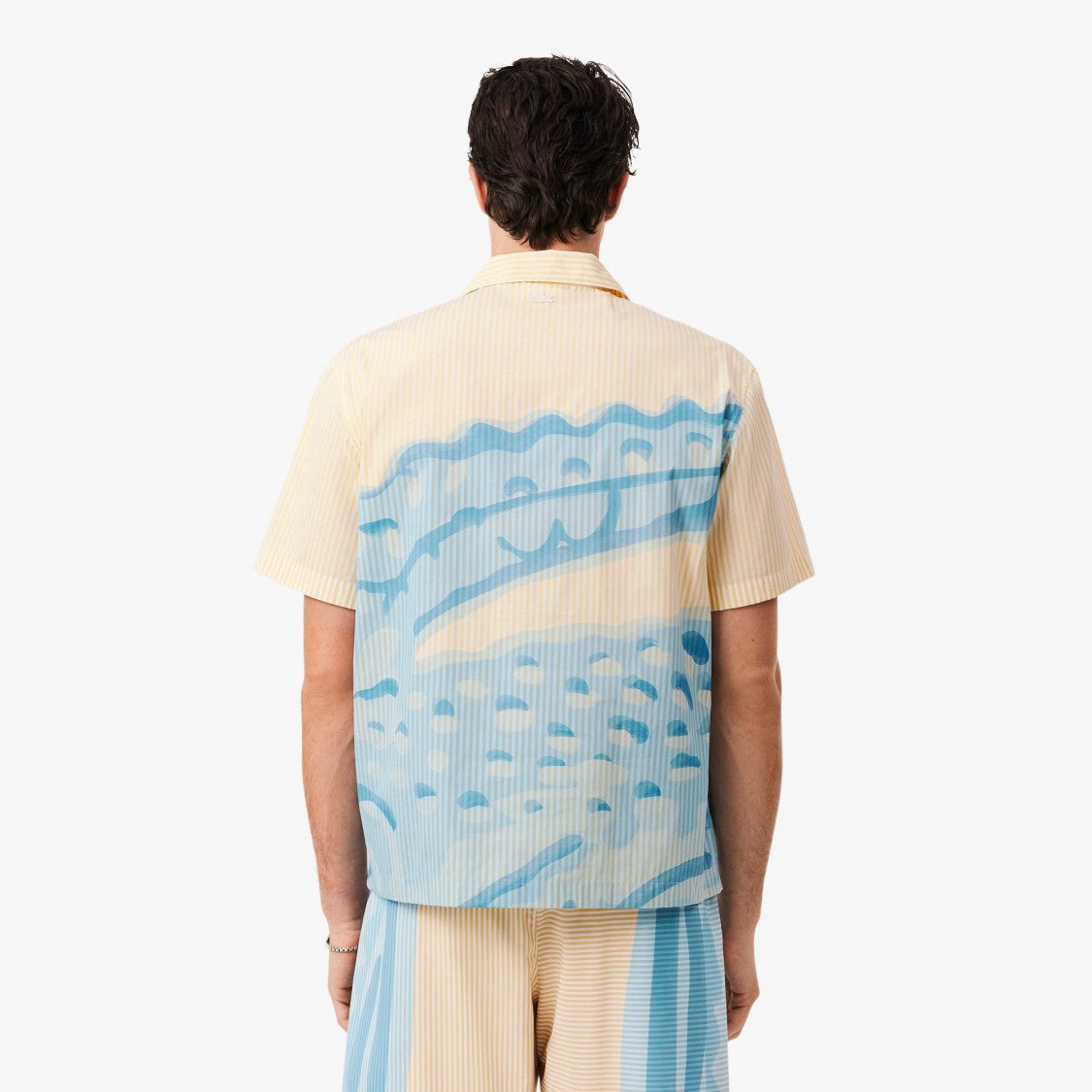 Lacoste Short-Sleeve Camp Collar Shirt With Abstract Waves
