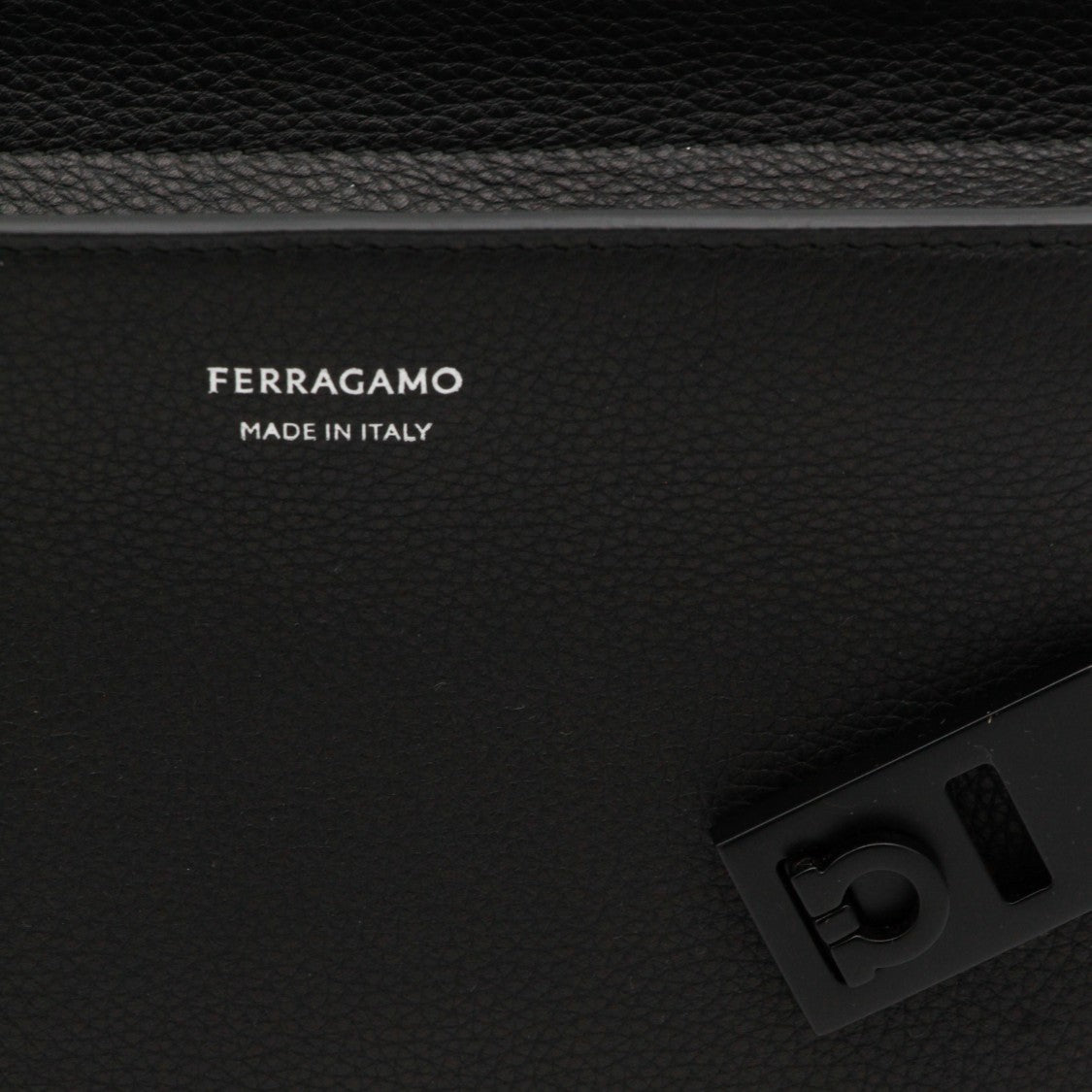 Ferragamo Rectangular Black Leather Crossbody Bag With Adjustable Strap