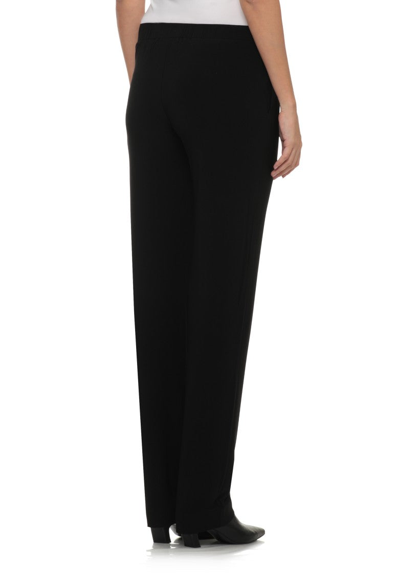 Norma Kamali Black Elastic Waist Side Pockets Straight-Leg Pants