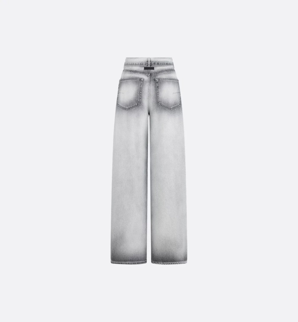 Christian Dior Wide-Leg Faded Grey Denim Jeans