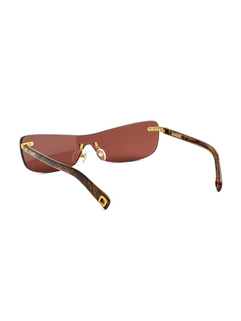 Jacquemus Sleek Brown Acetate Sunglasses With Gold Accents