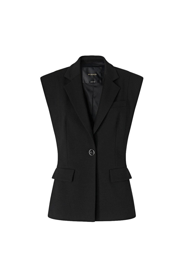 Pinko Black Viscose-Blend Sleeveless Blazer