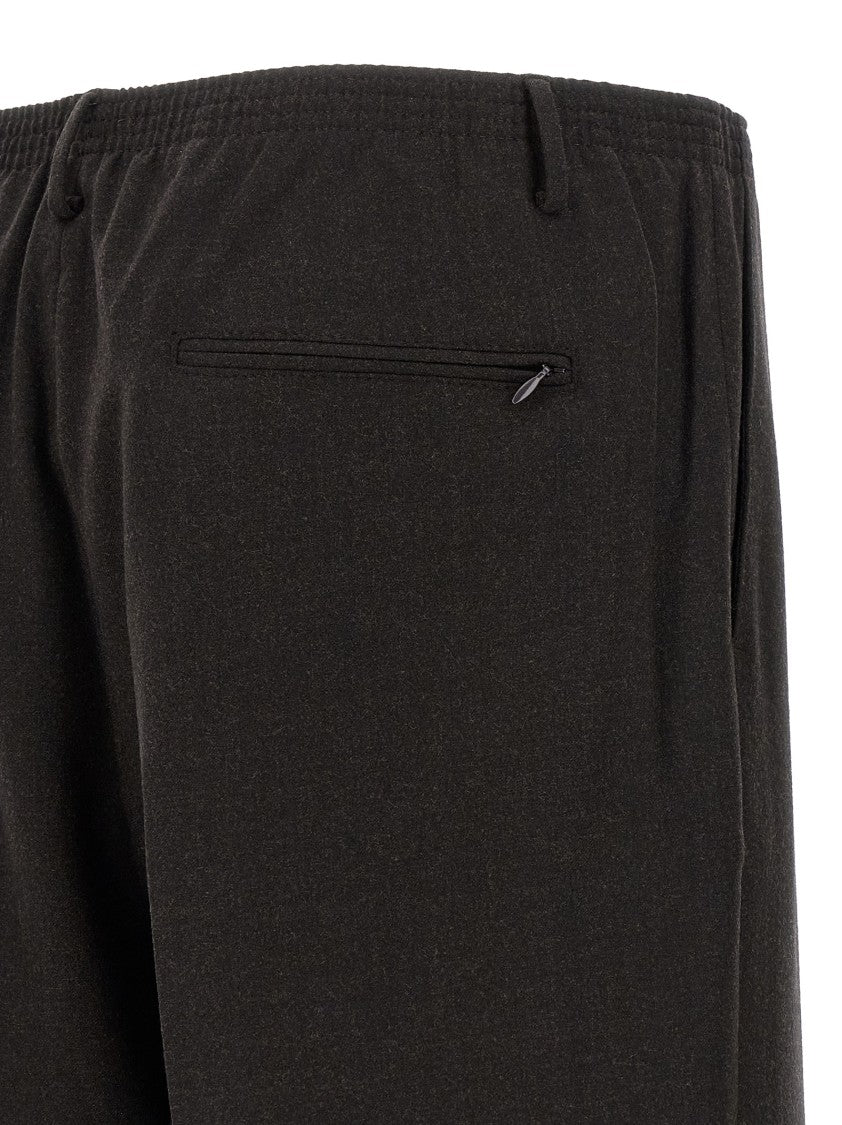 Cellar Door Mélange Wool Pants With Trompe L'oeil Flap