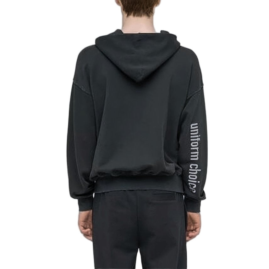 032C Relaxed Fit Black Zip-Up Hoodie
