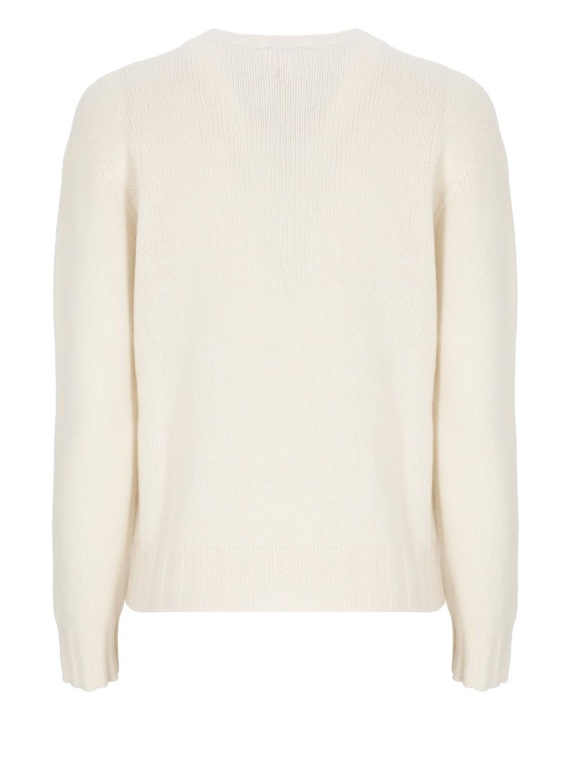 Oliver Lattughi Ivory Cashmere Crew Neck Sweater