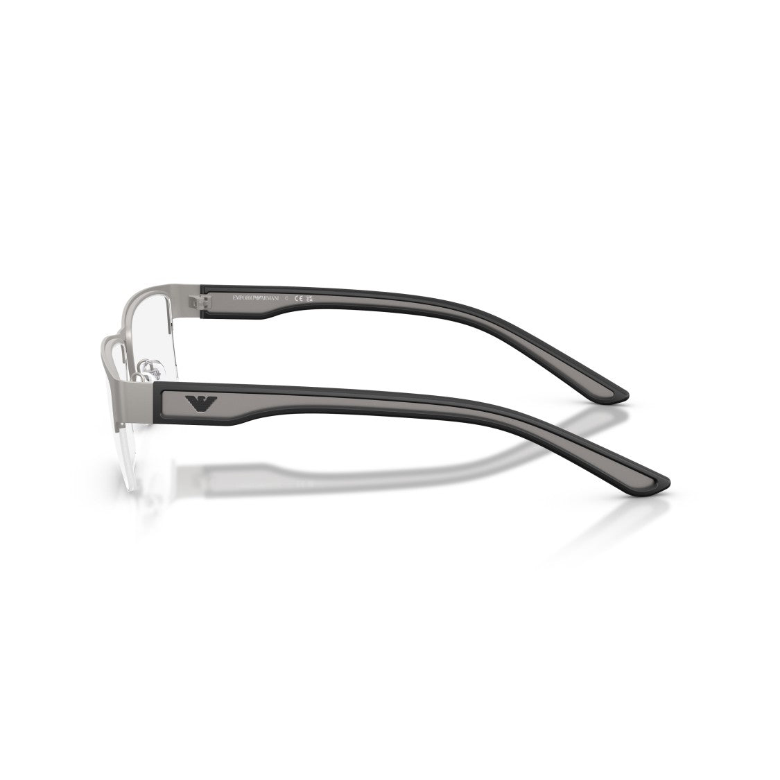 Emporio Armani 0Ea1182 Semi-Rimless Rectangular Eyeglasses With Silver And Black Accents