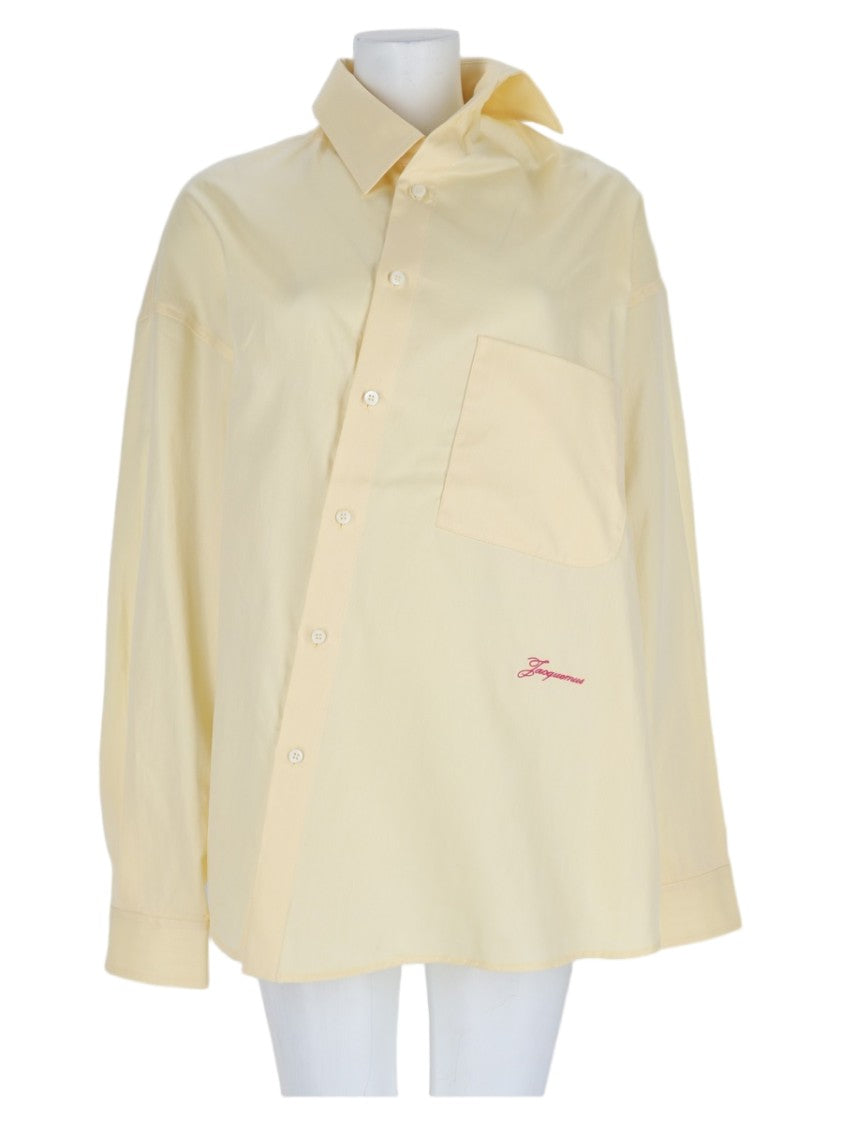 Jacquemus Yellow Asymmetrical Long-Sleeved Cotton Shirt
