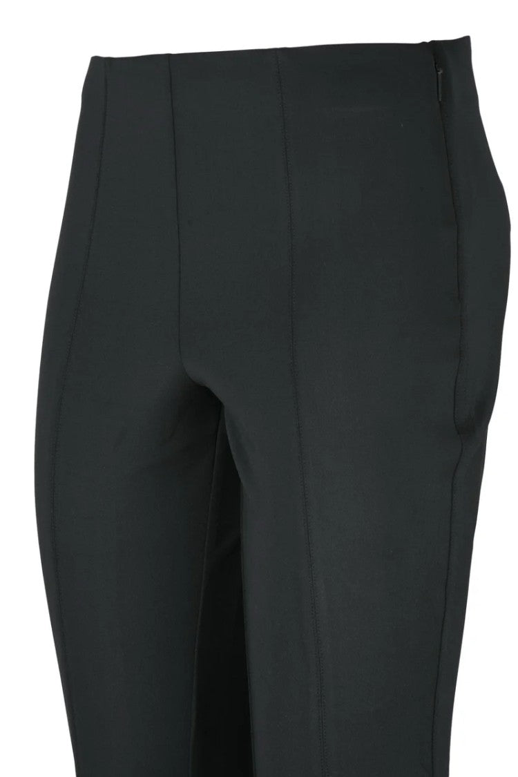 Calvin Klein Flared Black Trousers With Vertical Seam Detailing And Subtle Hem Slits
